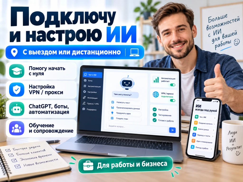 Подключу и настрою ChatGPT и другие нейросети
