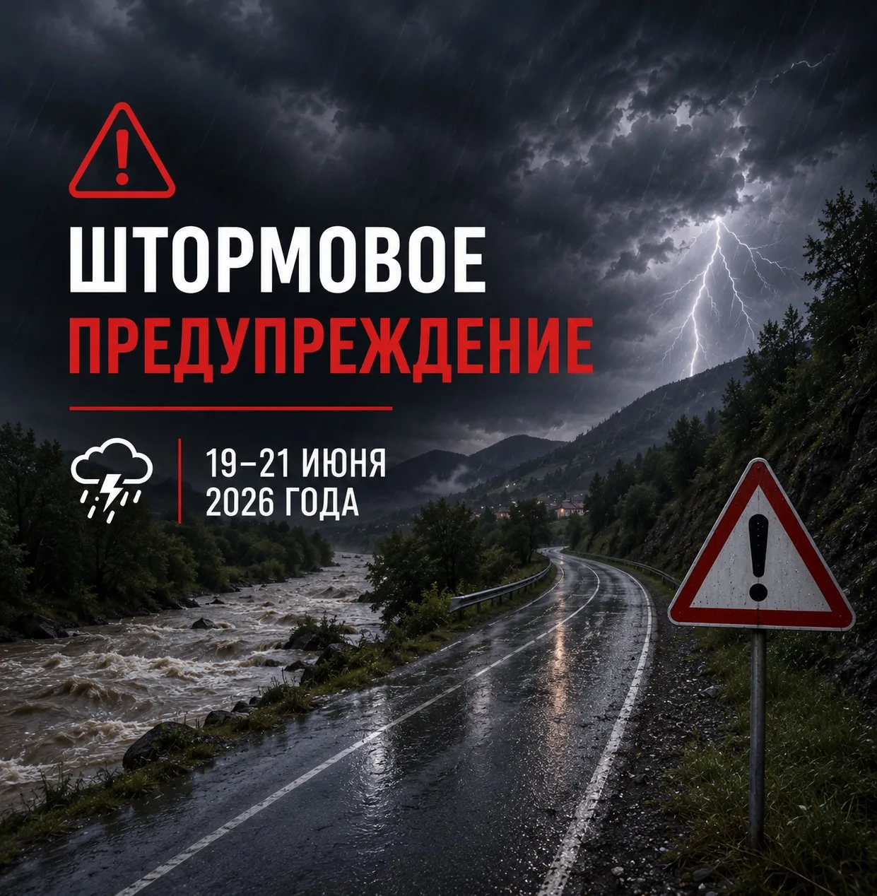 ⚠️ ШТОРМОВОЕ ПРЕДУПРЕЖДЕНИЕ

По данным Гидрометцентра Карачаево-Черкесской Республики, до конца суто