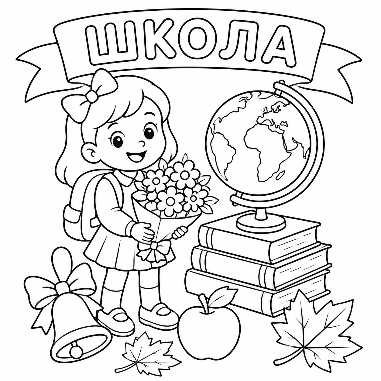 Раскраски ко Дню Знаний - 1 сентября 🔔