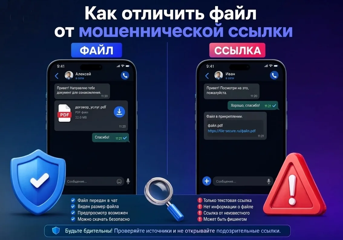 ⚡️ В мессенджерах новая схема мошенничества: ссылки под видом документов