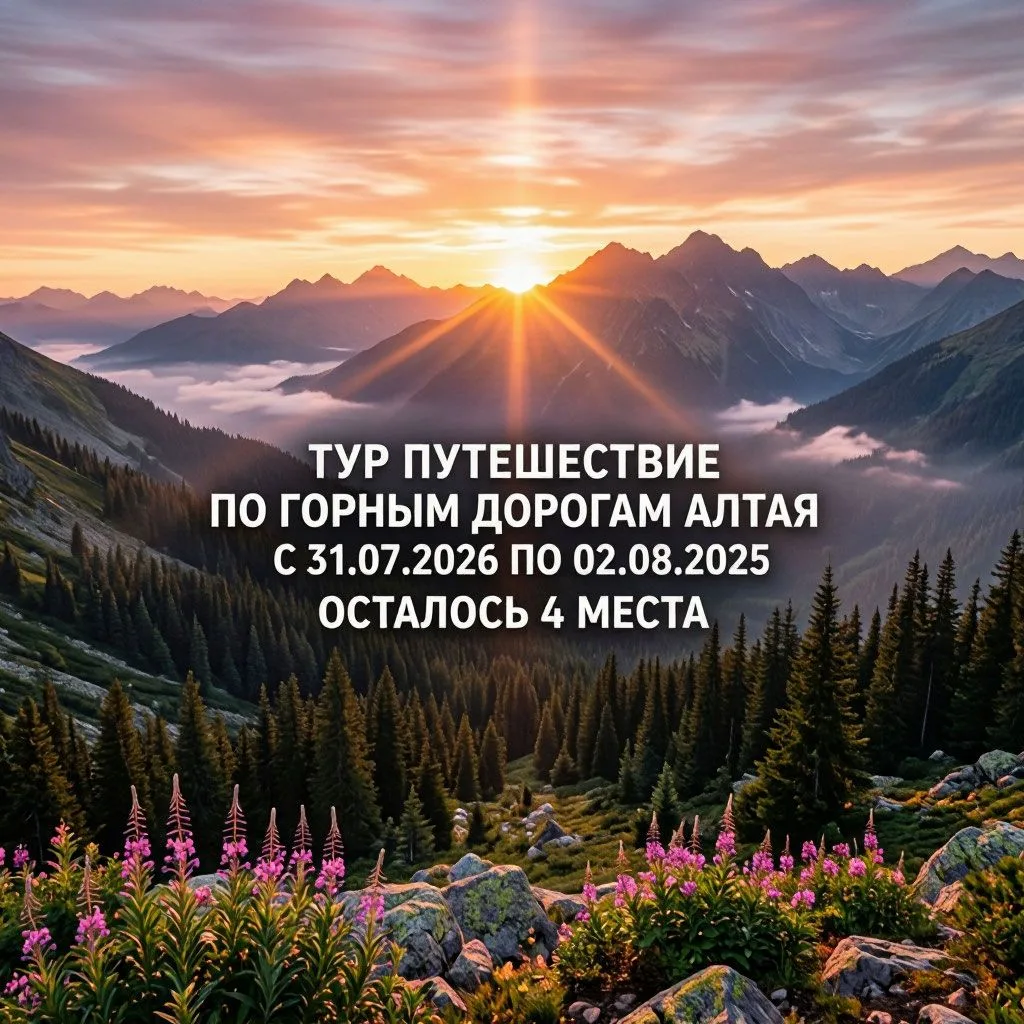 Тур «Путешествие по горным дорогам Алтая»
С 31.07.2026 - 02.08.2026⛰️

Мечтаете о незабываемых прикл