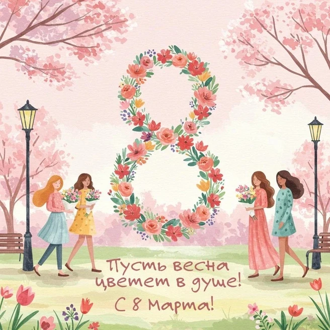 Дорогие девочки, девушки, женщины!🌷  💐От всего сердца поздравляем вас с Международным женским днём –