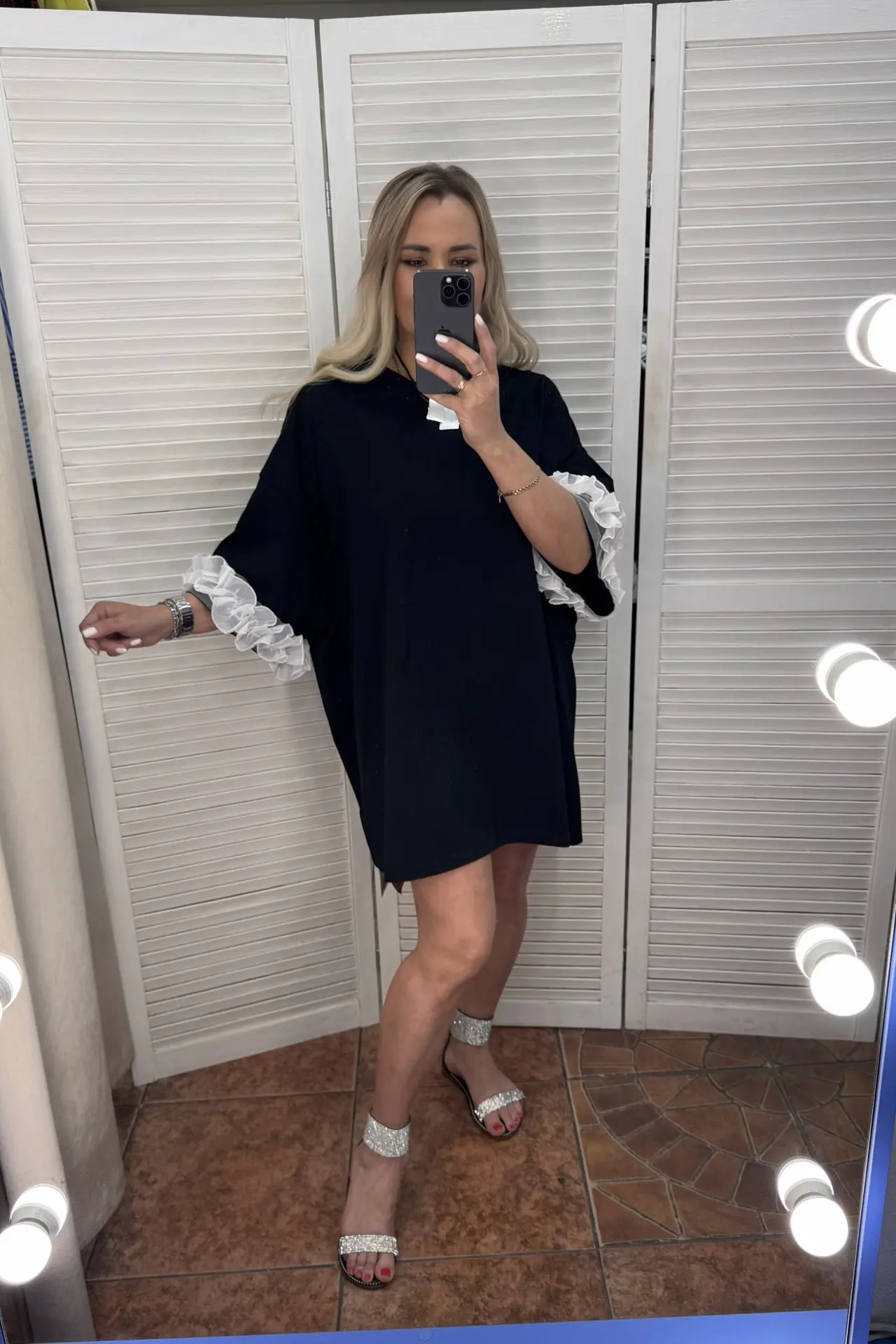 ❌РАСПРОДАНЫ❌Новинка🖤🤍🩶Футболка-туника с гипюром на рукавах