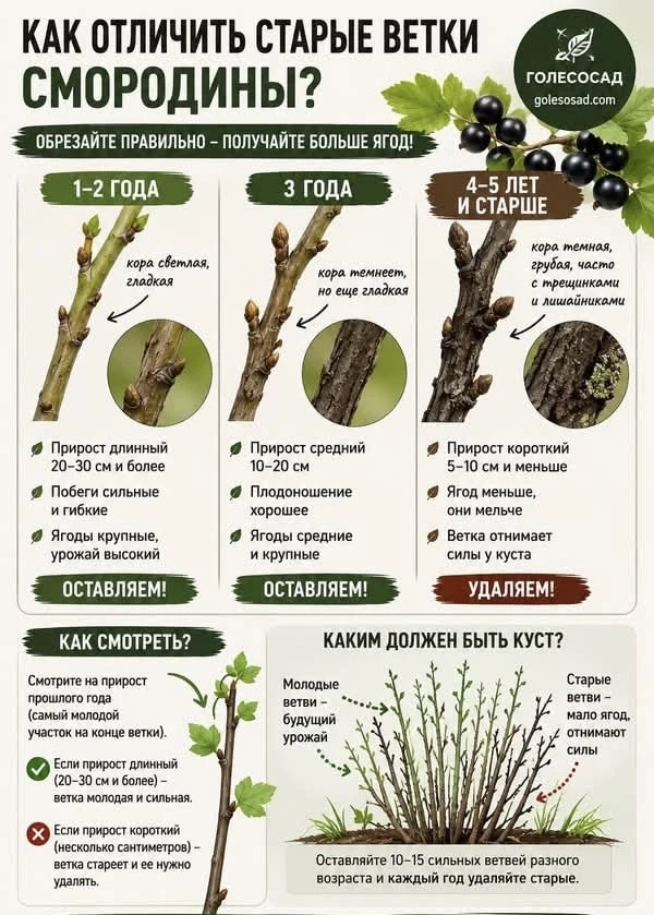 Как отличить старые ветки смородины