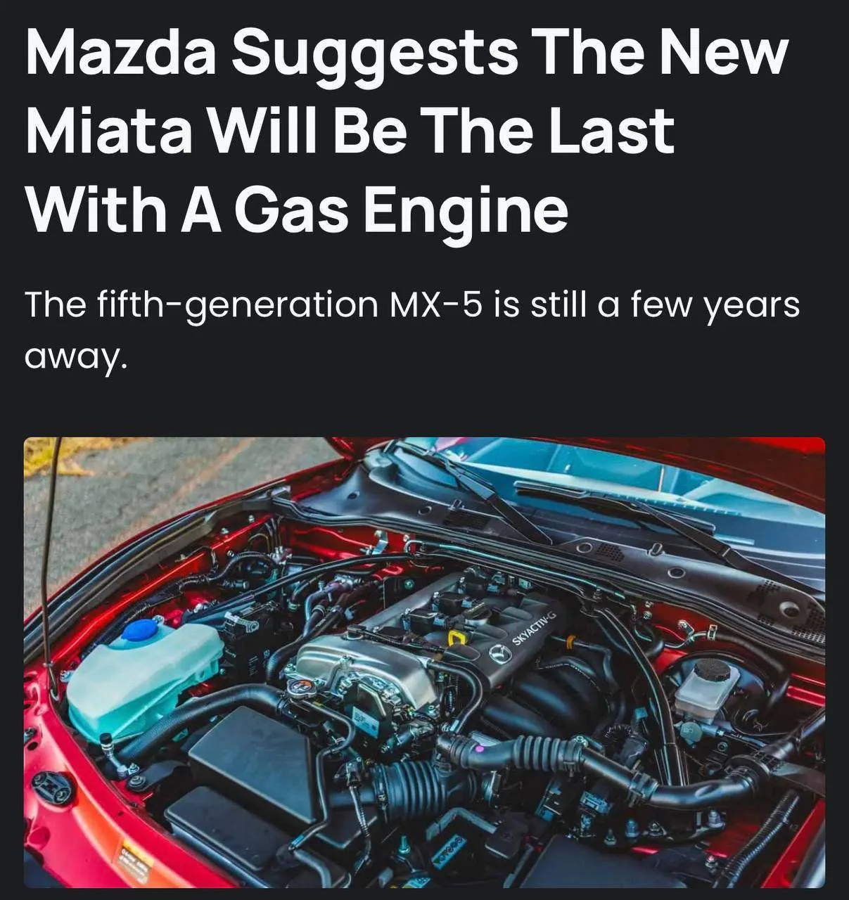 Следующая Mazda MX-5 может стать последней «Миатой» с ДВС — премьера спорткара ожидаетс...