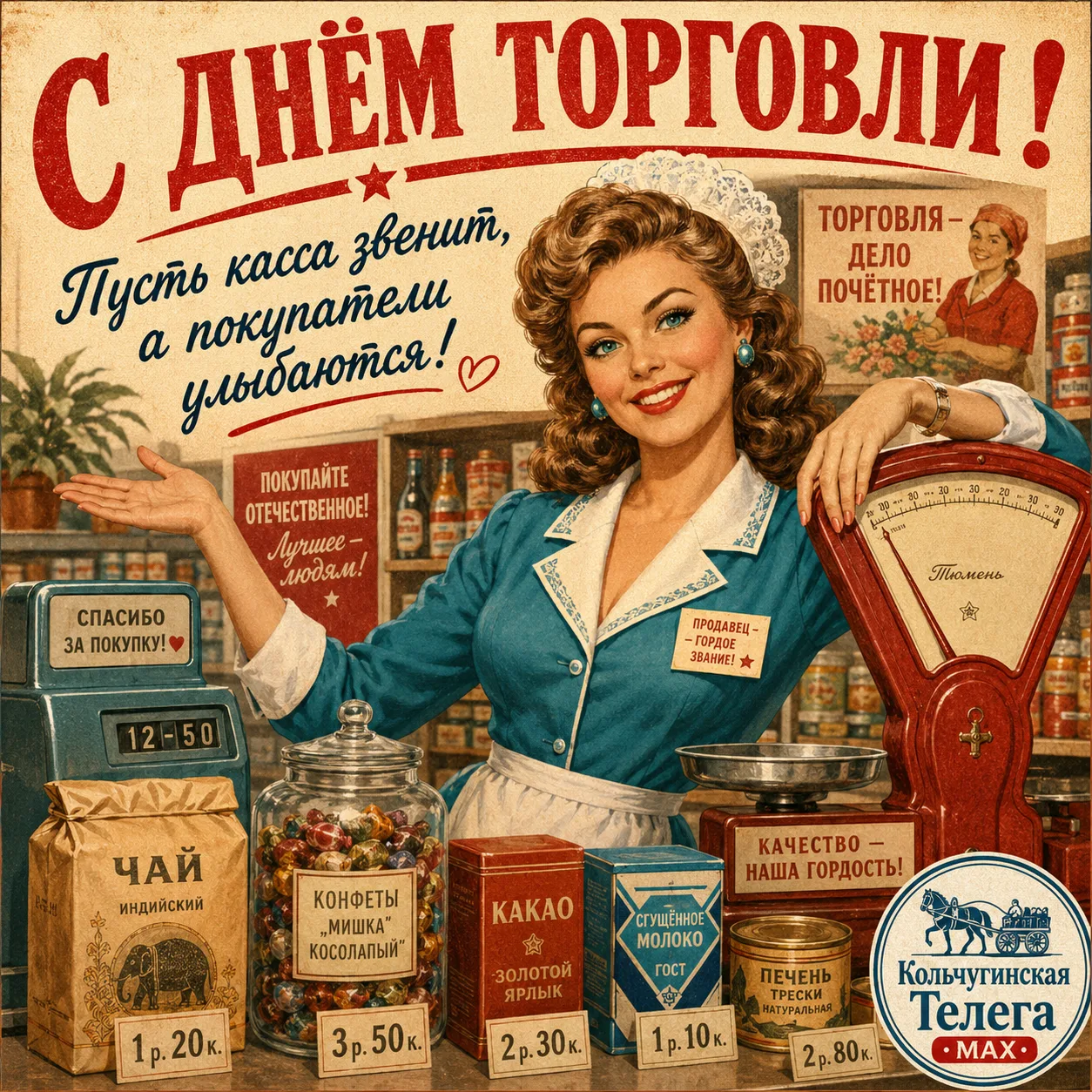 С Днём торговли, дорогие кольчугинские продавцы! 🎉

Пусть покупатели будут добрыми, касса — полной,