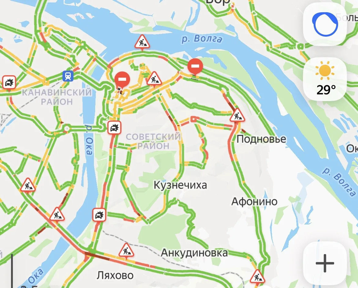 Похоже, в такую жару многие Нижегородцы решили уехать подальше от города.