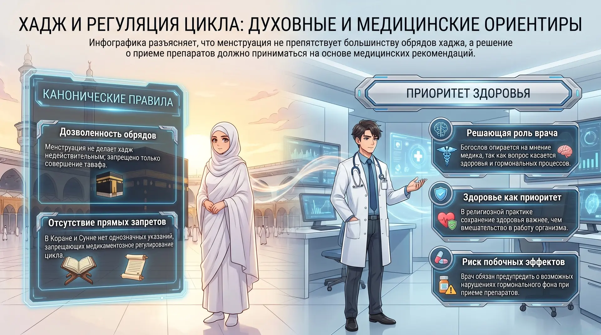 ❓Вопрос. Если женщина намерена совершить хадж или умру, допускается ли медикаментозное ...