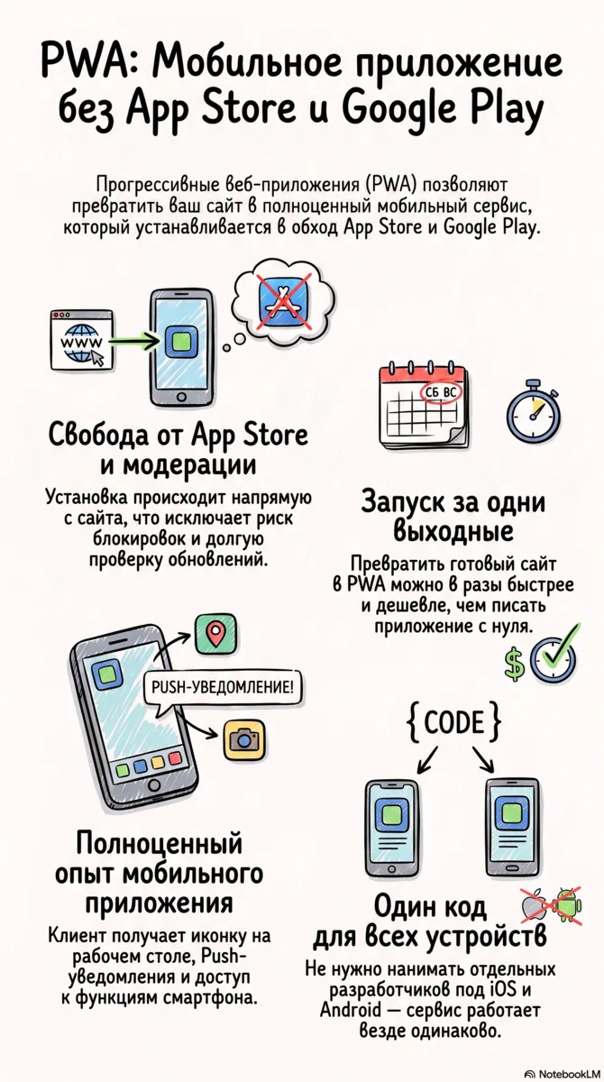PWA: Как получить мобильное приложение из сайта за пару дней Разработка нативных прилож...