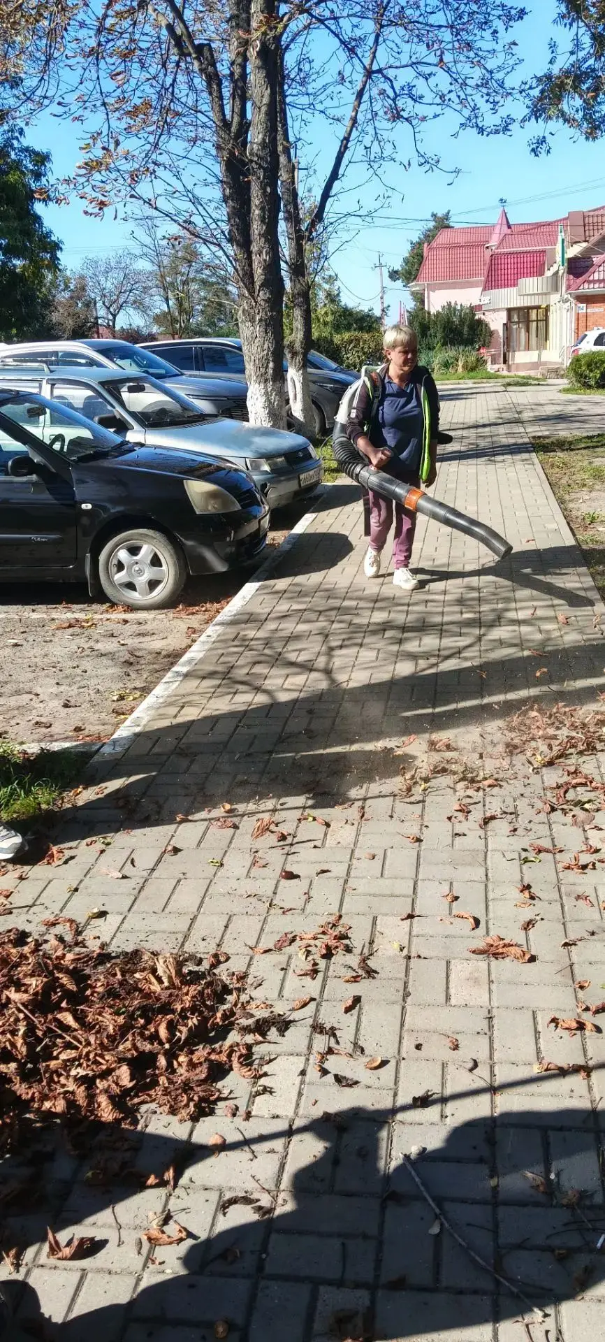 Сбор листьев в сквере Юбилейном пгт Мостовского