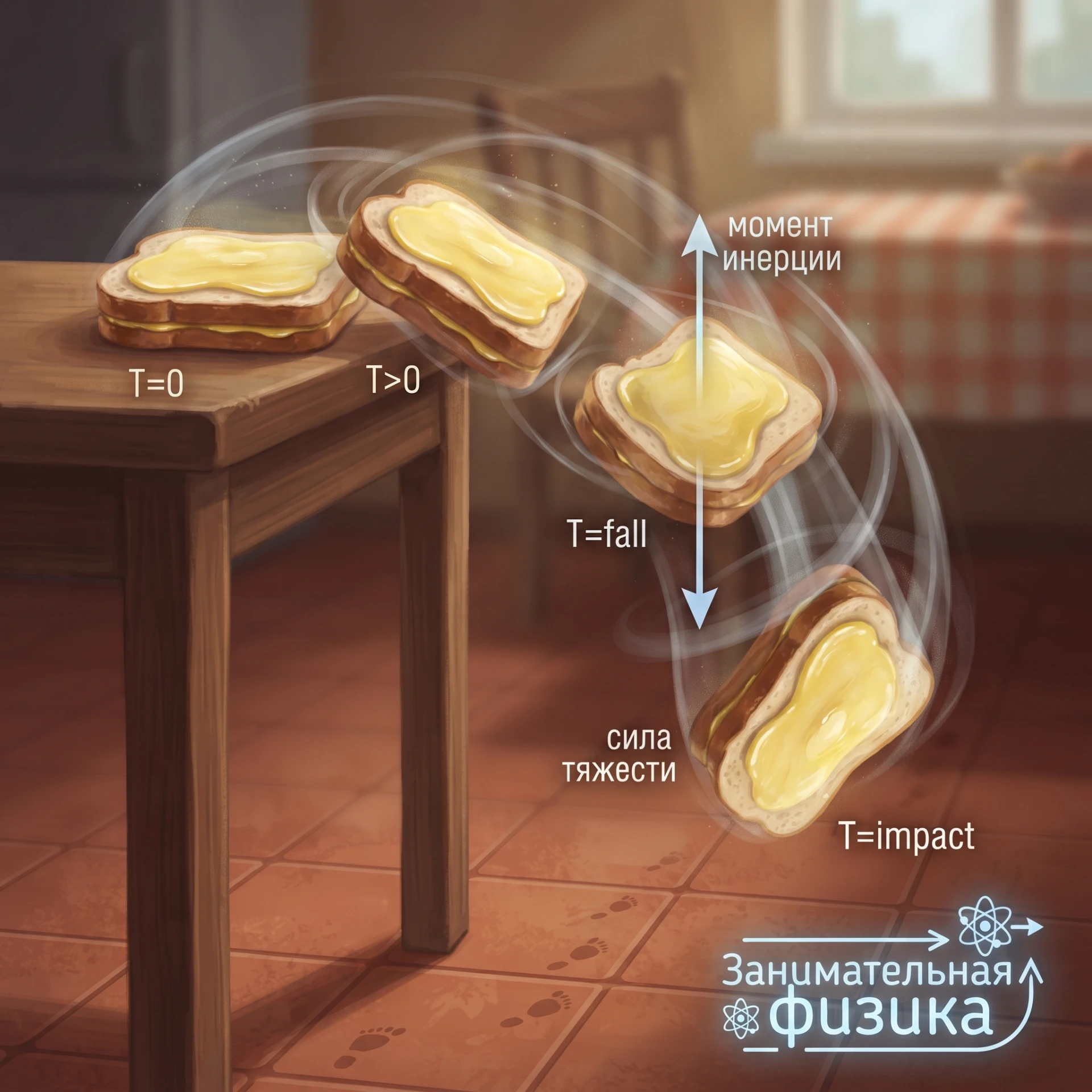 🍞 ПАДАЮЩИЙ БУТЕРБРОД: ПОЧЕМУ ОН ВСЕГДА ПАДАЕТ МАСЛОМ ВНИЗ?