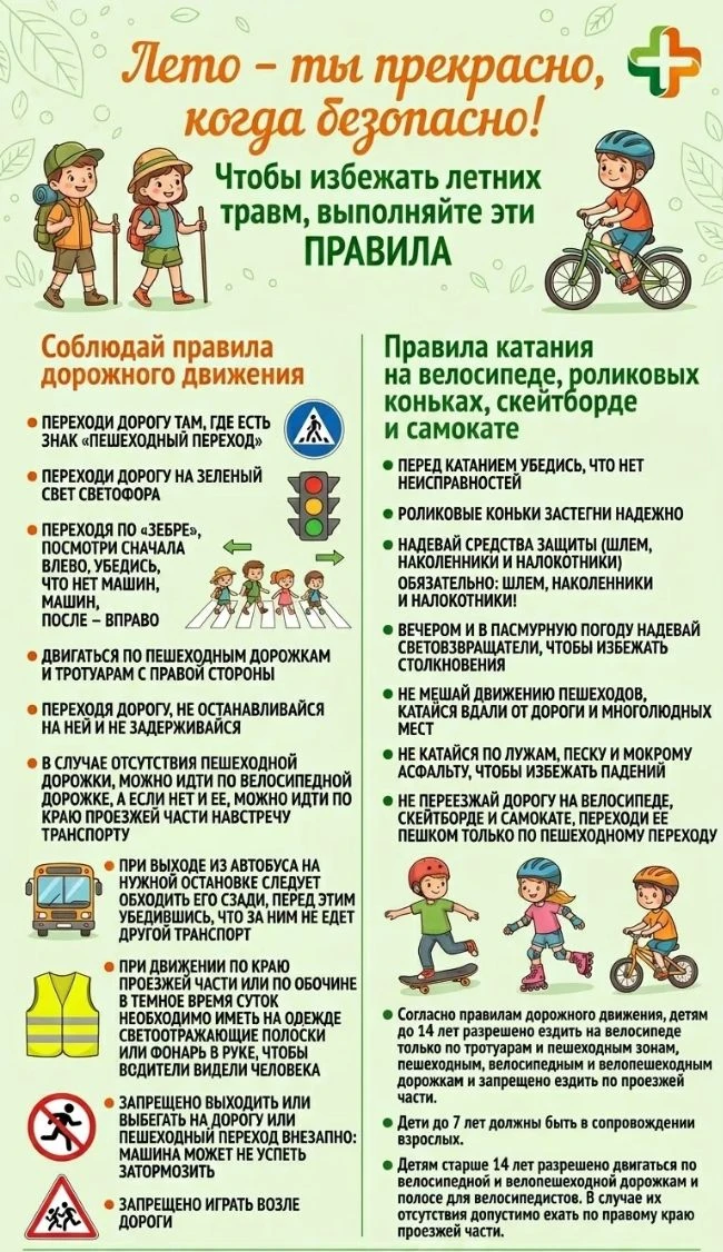 Летние каникулы – время приключений! Но не забываем о безопасности! ☀️🚲🚗🛵

Дорогие ученики!

☀️⛱️