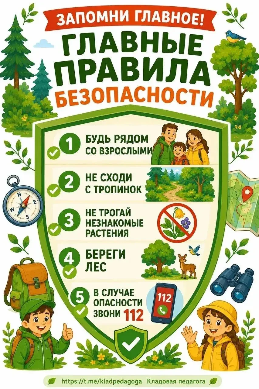 ❗️Уважаемые мамы и папы! 🌲Отправляясь с ребёнком в лес, не забудьте повторить с ним правила безопас