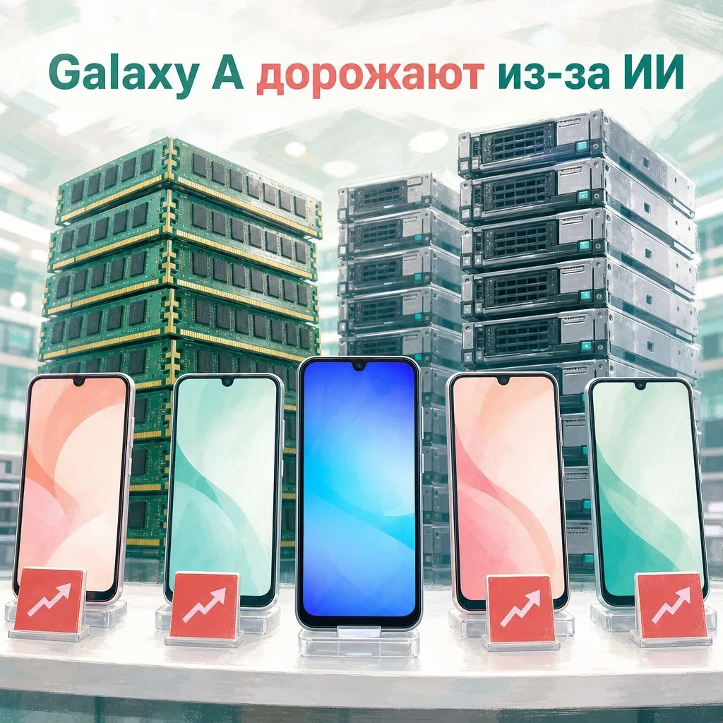 Samsung подняла цены даже на бюджетные Galaxy A, и причина неожиданная: память массово ...