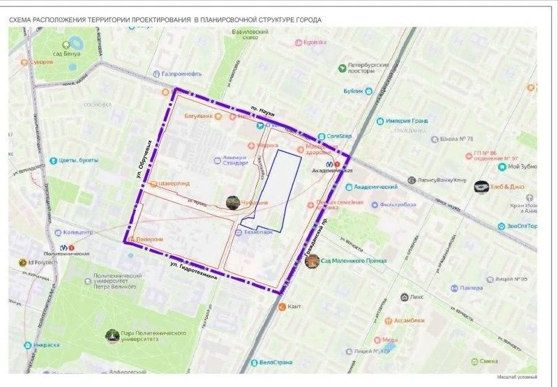 Рядом с метро «Академическая» построят 24-этажные дома на участке 6,36 га между проспектом Науки, Гр