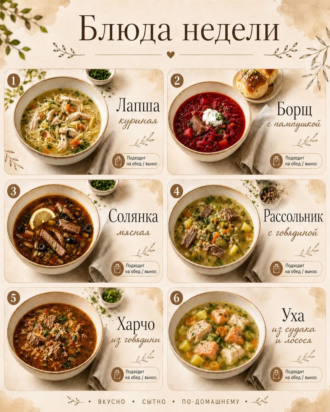 🍱 Обеды с собой: план на неделю