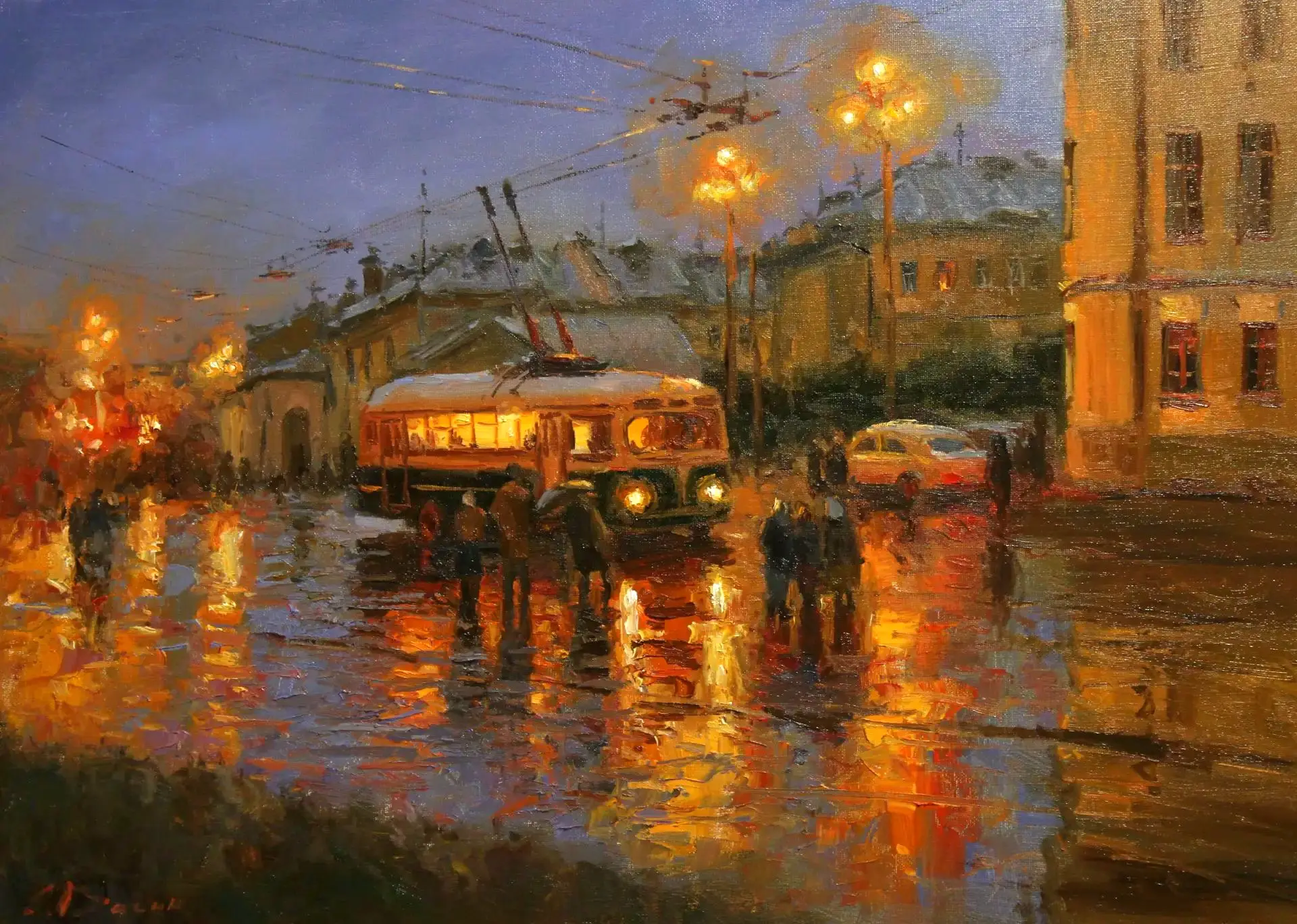 Вагин Евгений. Новые картины с ретро троллейбусами.