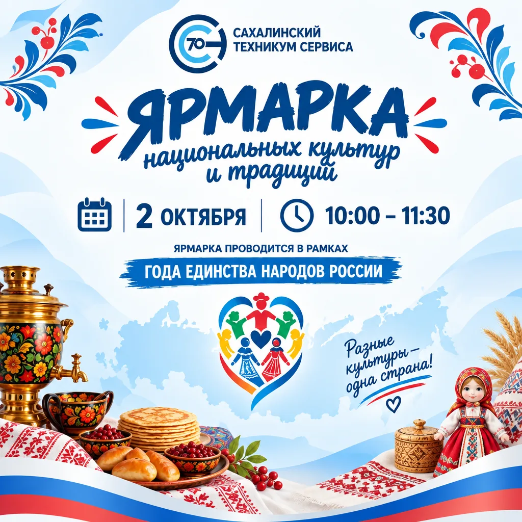 🪆В Сахалинском техникуме сервиса пройдет ярмарка-продажа, посвященная году Единства на...