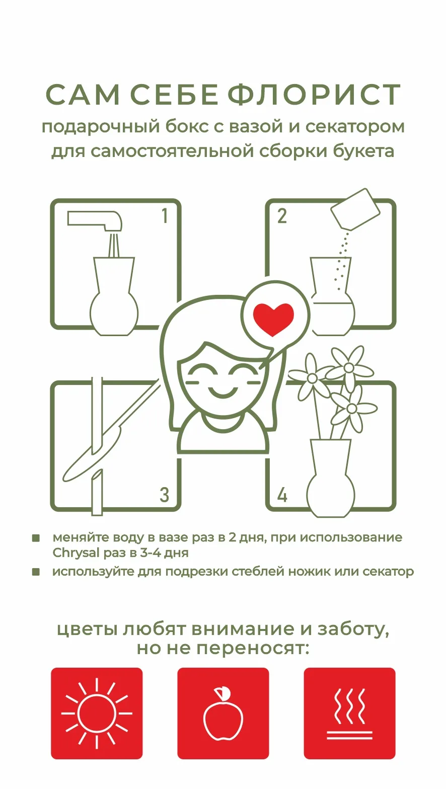 СОБЕРИ САМ 
или сам себе флорист - это подарочный бокс, в составе которого: ее любимые цветы россыпь