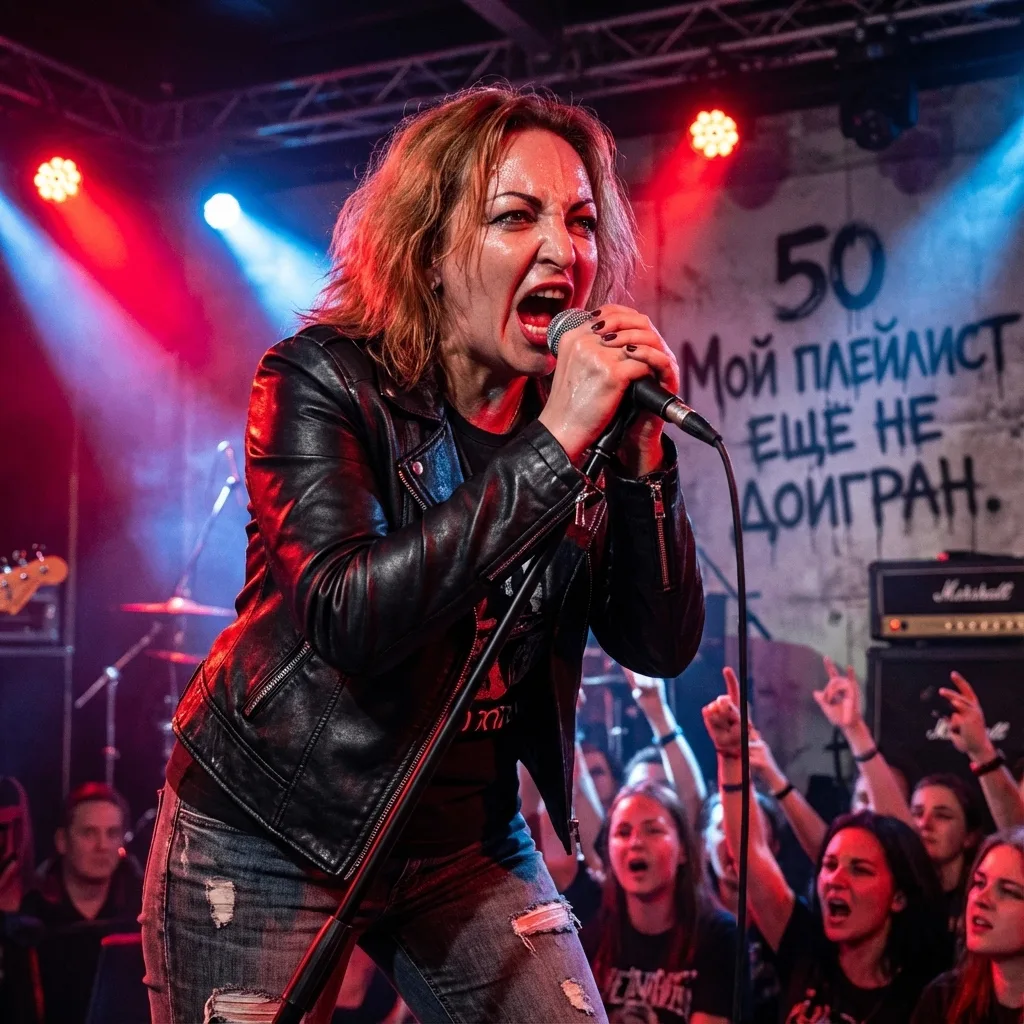 Максимальный фотореализм Vertical rock concert shot. [Reference Image] A woman from the provided pho