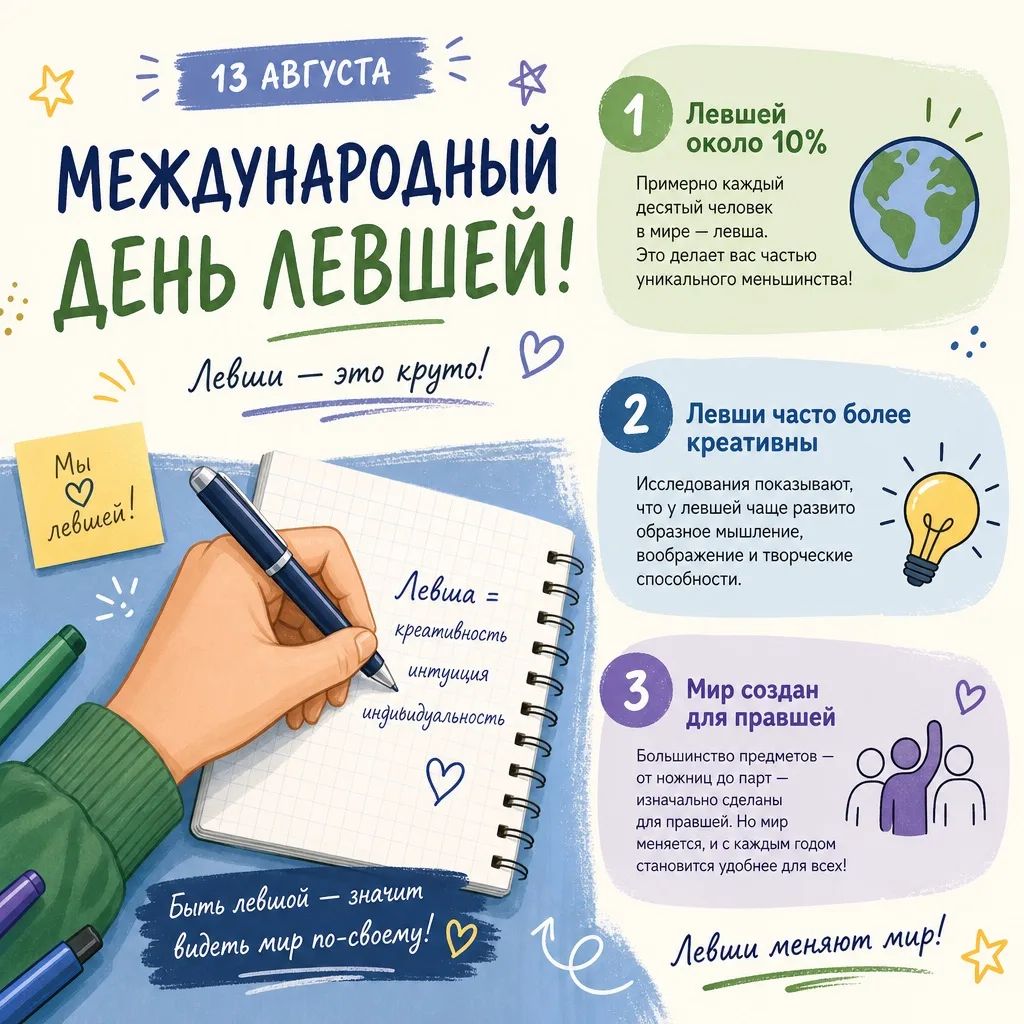 Сегодня – Международный день левшей! 🤚🏻🎊