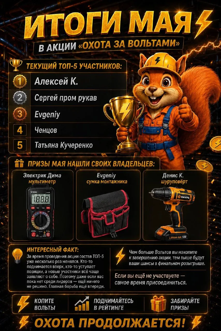 ⚡ ИТОГИ МАЯ В АКЦИИ «ОХОТА ЗА ВОЛЬТАМИ»