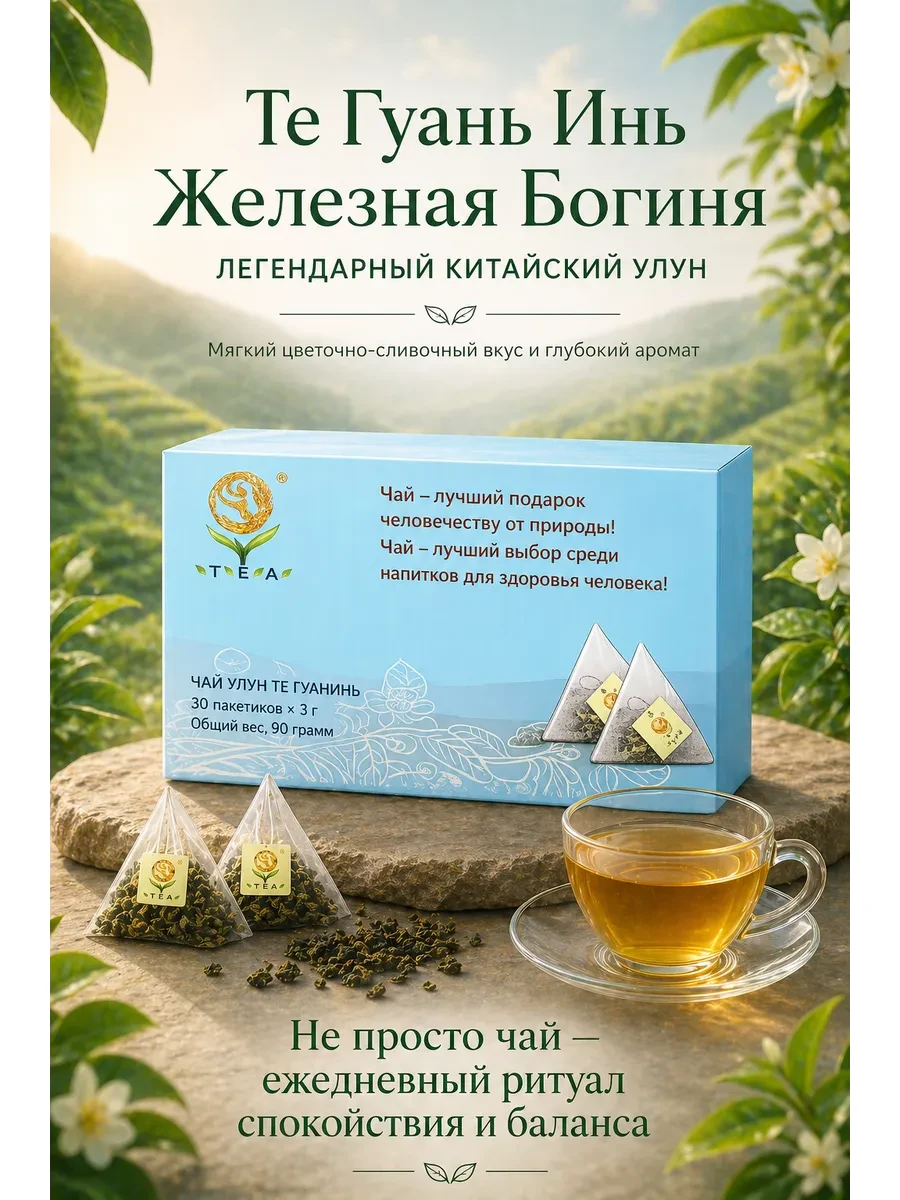 ⚡️ Чай улун «Те Гуань Инь» Железная Богиня, 30 пакетов, Дракон и феникс