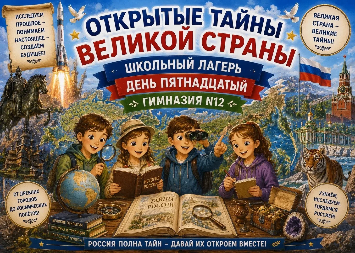 День пятнадцатый в нашем школьном лагере прошёл под названием «Открытые тайны великой страны».
В теч