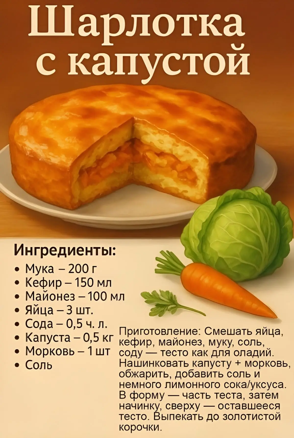Шарлотка с капустой 🔥

Кулинария | Рецепты | Идеи 👇🏻