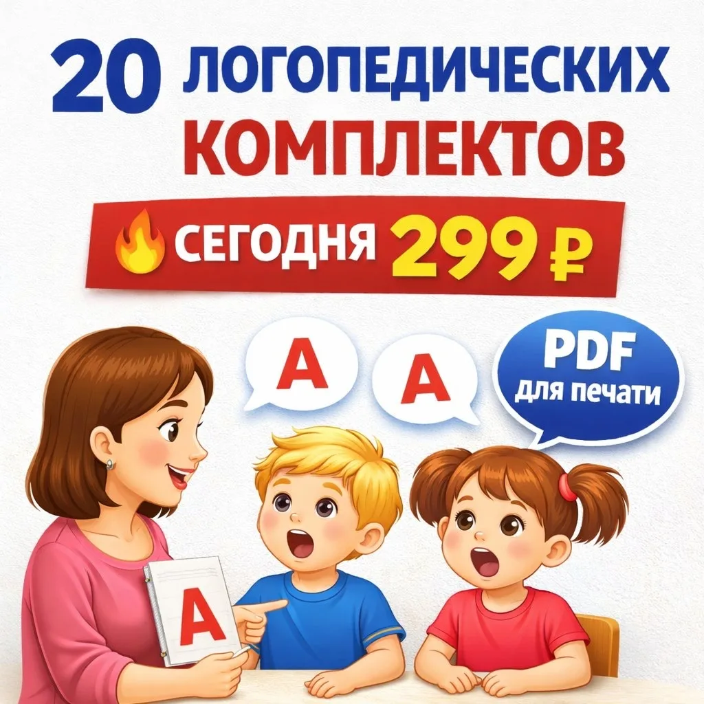 20 логопедических комплектов — всего за 299 ₽  Сегодня в закрытой группе VK Донат можно скачать сраз