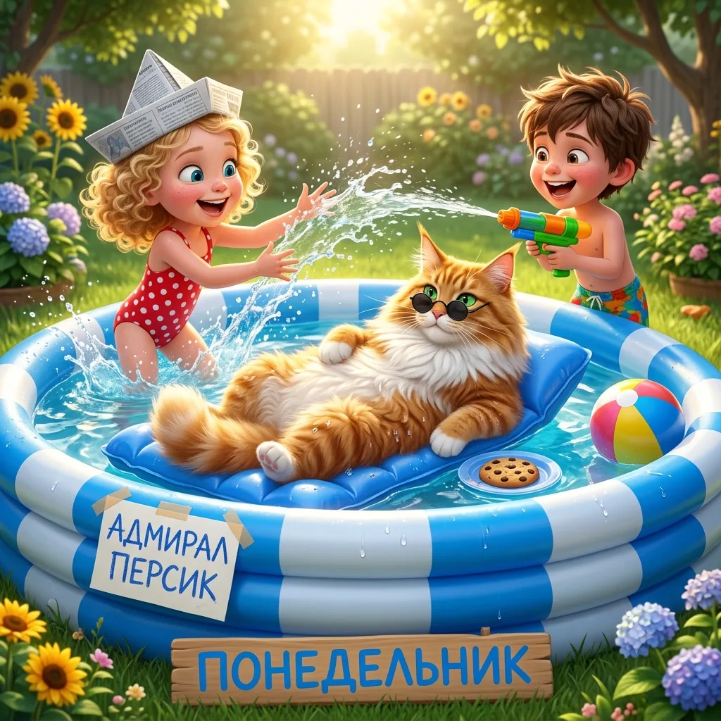 Понедельник — это когда ты открываешь купальный сезон в надувном океане, а пушистый адмирал уже рекв
