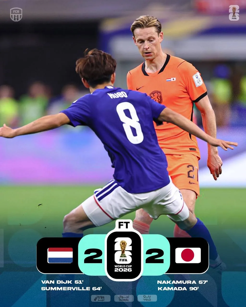 🇳🇱 Нидерланды 2-2 Япония 🇯🇵

Де Йонг отыграл весь матч. Оценка - 7,2

1-й тур группового этапа Ч
