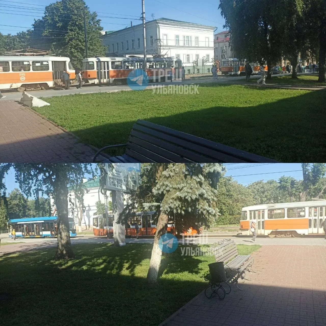 🚨 На Спасской улице затор трамваев из-за ДТП, движение затруднено