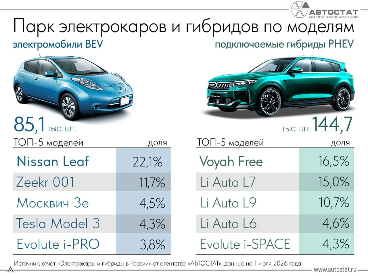 Nissan Leaf остаётся самым распространённым электромобилем в России