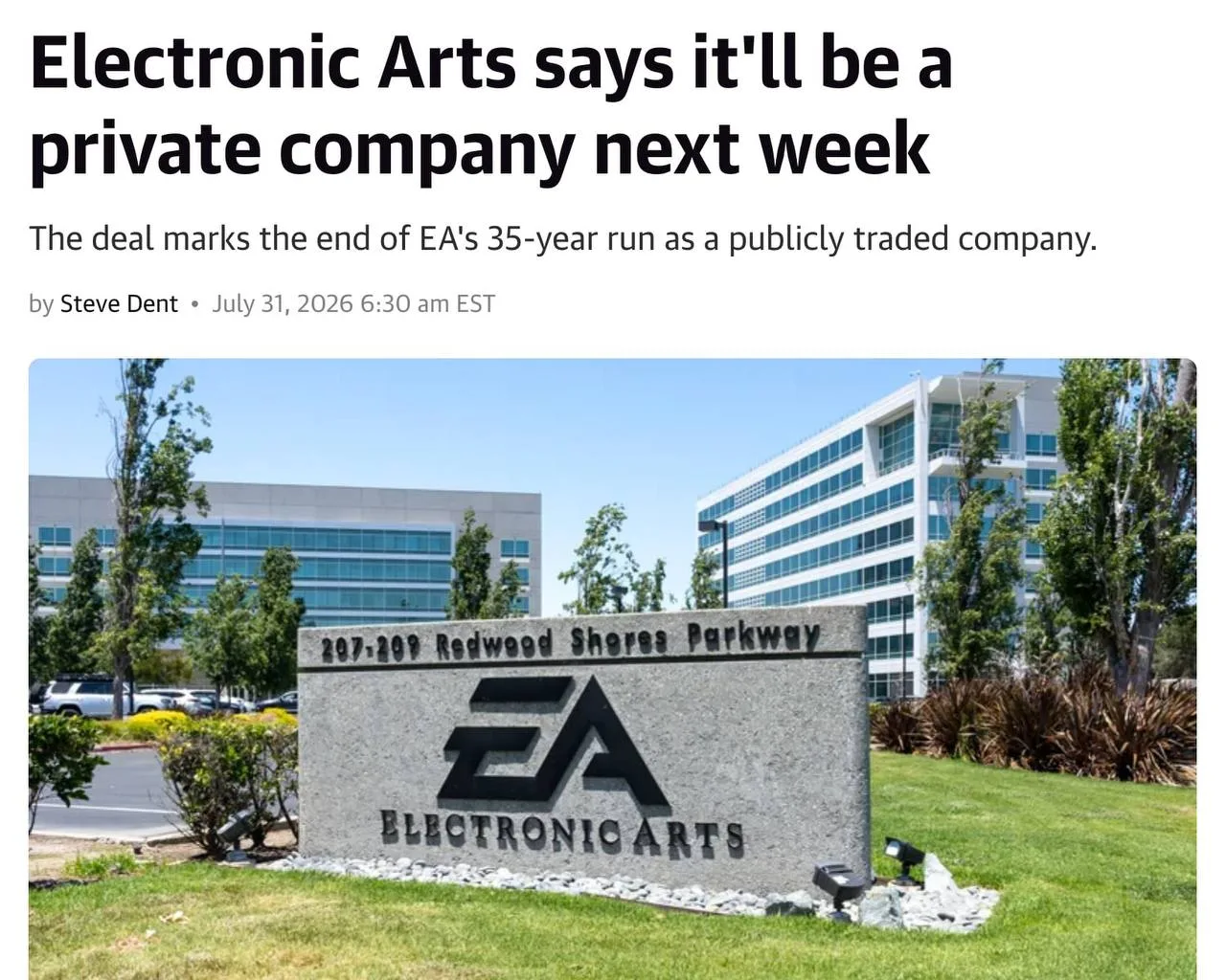 💰 EA официально уходит саудитам

Уже на следующей неделе сделку по покупке Electronic Arts за $55 м