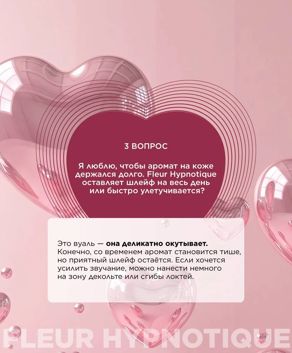 Вопросы и ответы: парфюмированный дезодорант-вуаль для тела Fleur Hypnotique 💖   Парфюмированный дез