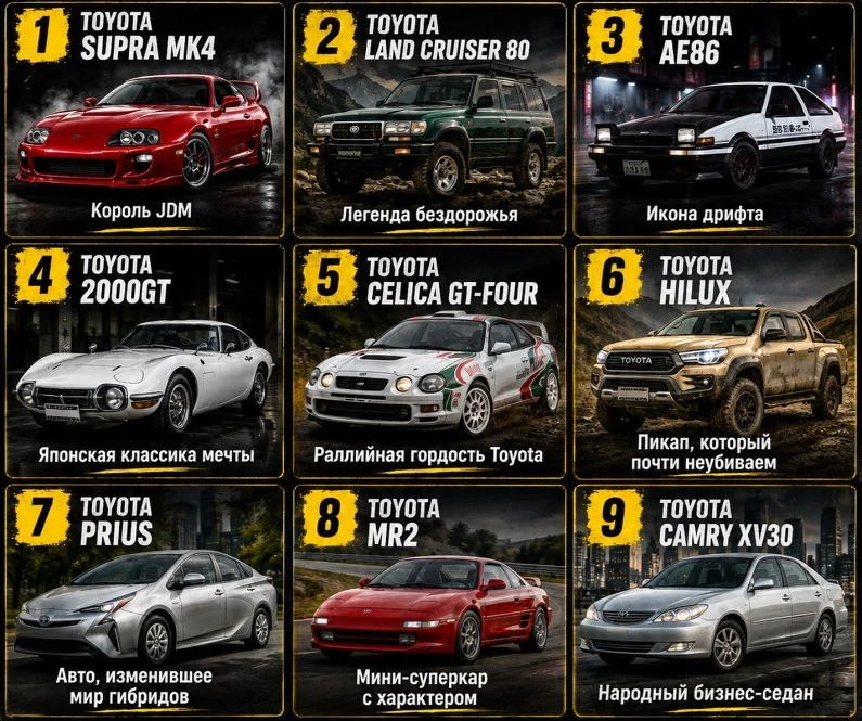Легендарные модели автобренда Toyota