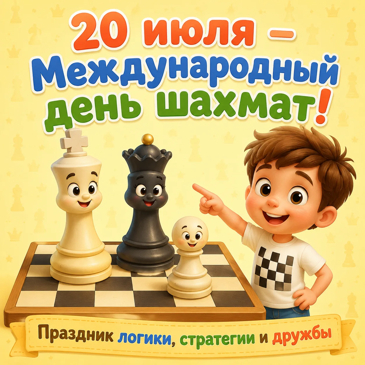🎉 20 июля — Международный день шахмат! 🎉

Дорогие родители, коллеги и наши юные умники и умницы! С