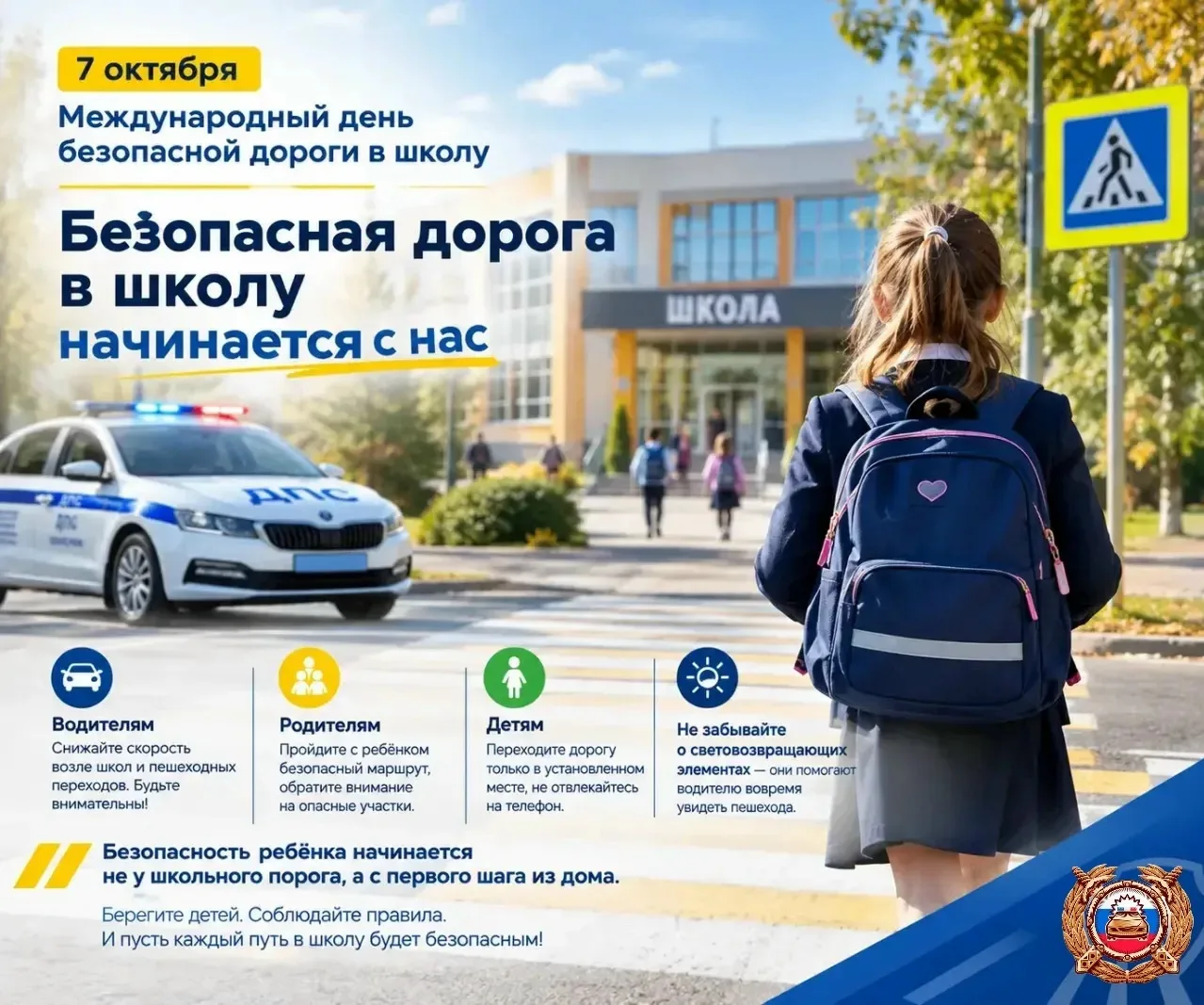 Сегодня, 7 октября, отмечается Международный день безопасной дороги в школу