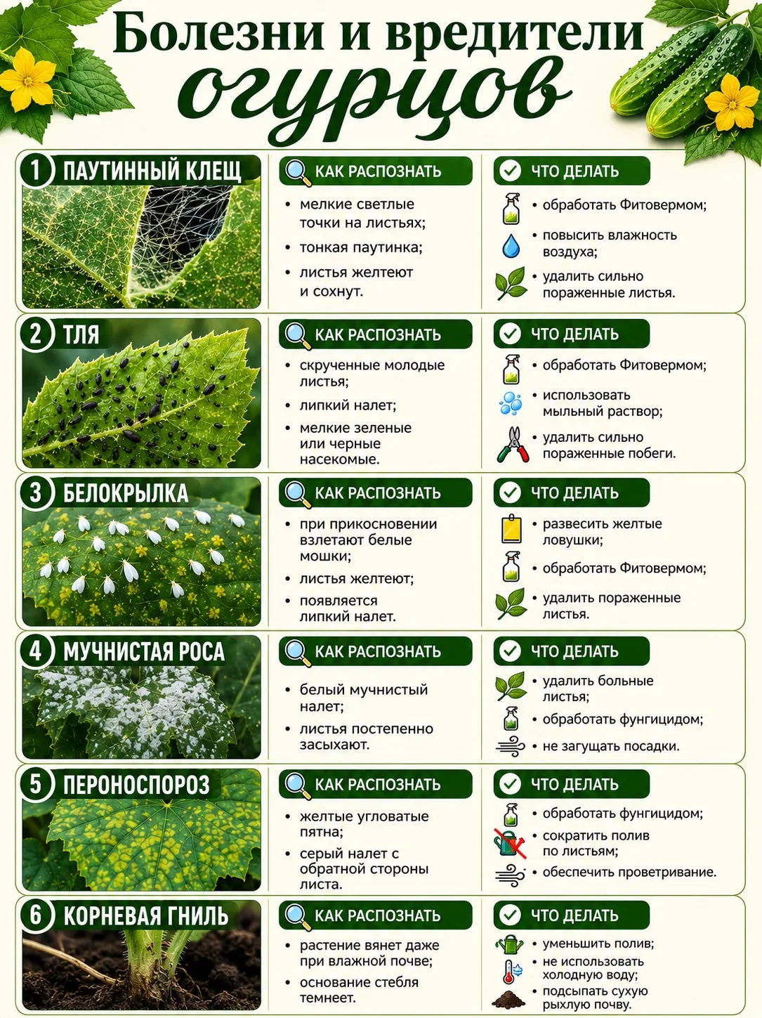 🥒 БОЛЕЗНИ И ВРЕДИТЕЛИ ОГУРЦОВ:
КАК РАСПОЗНАТЬ ЗА 10 СЕКУНД?