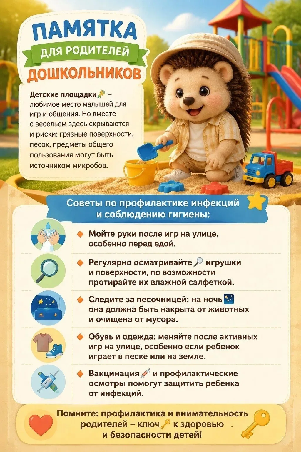 Гуляем без последствий: о чём молчат горки и качели?
Для ребёнка площадка — это космос. Для микробов