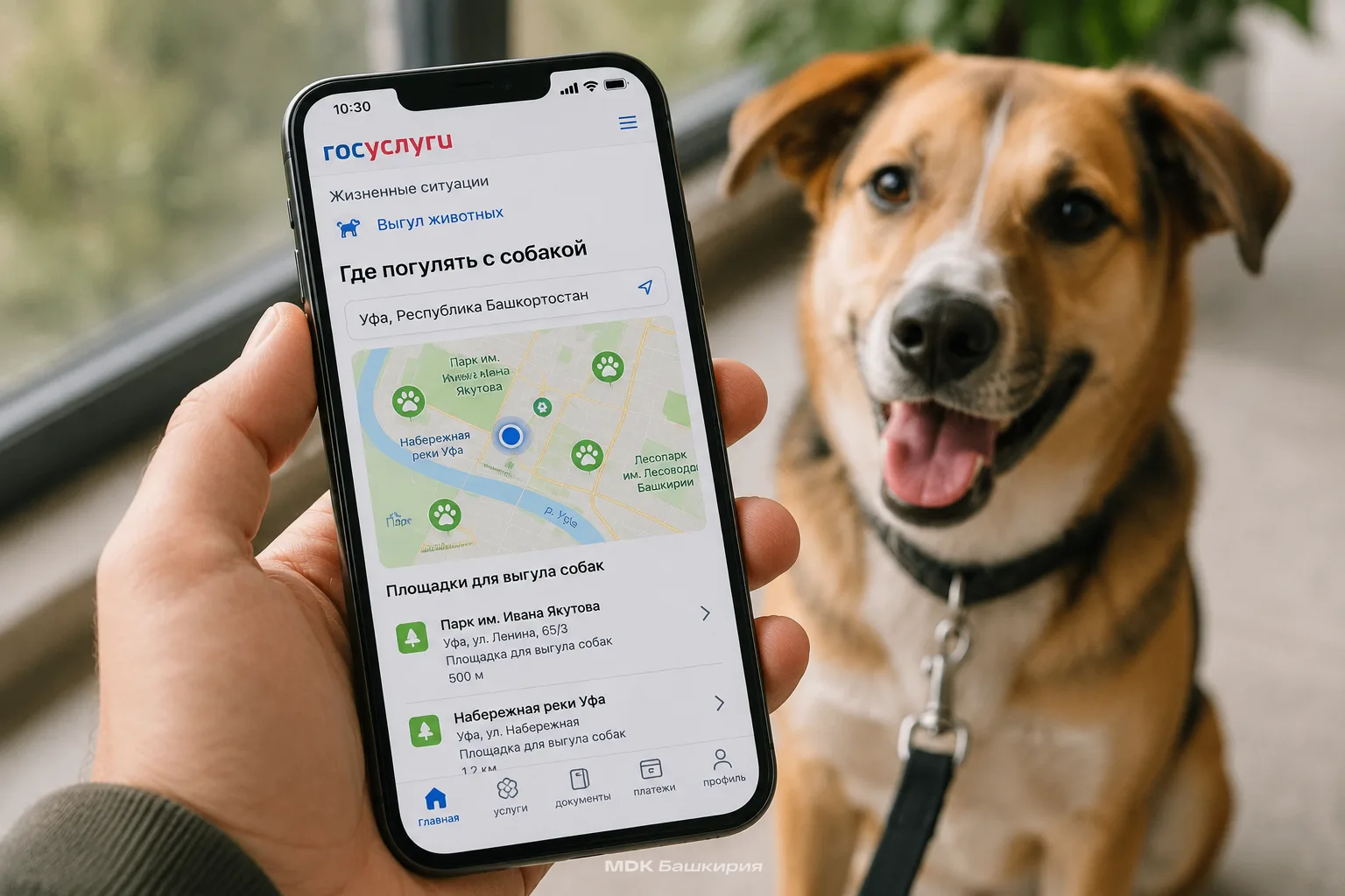 На «Госуслугах» теперь можно посмотреть, где погулять с собакой 🐕
