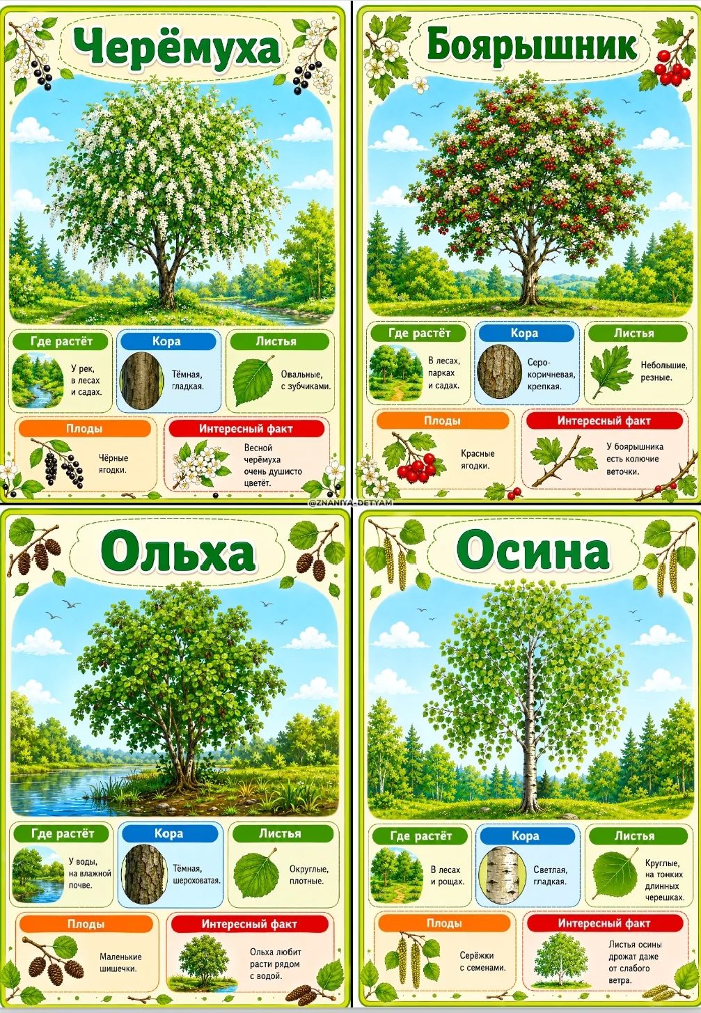 Деревья и кустарники 🌳 Природная картотека👆