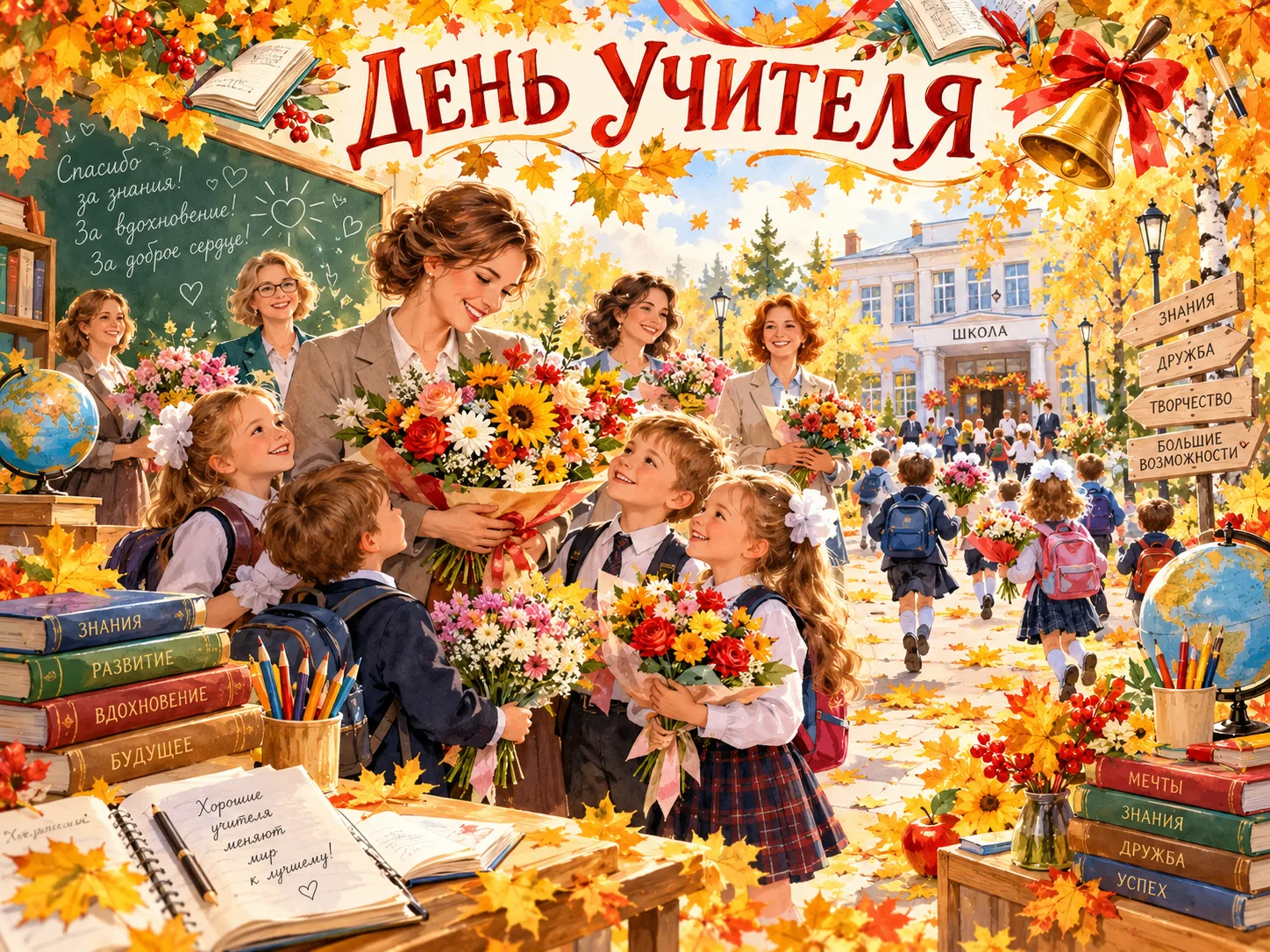 С нашим праздником, дорогие коллеги! 🤍С Днём учителя!