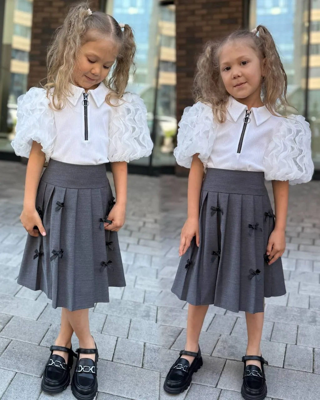 Нежнейшая блуза с акцентными рукавами😍для деток начальных классов😍идеальный вариант, для тех, кто 