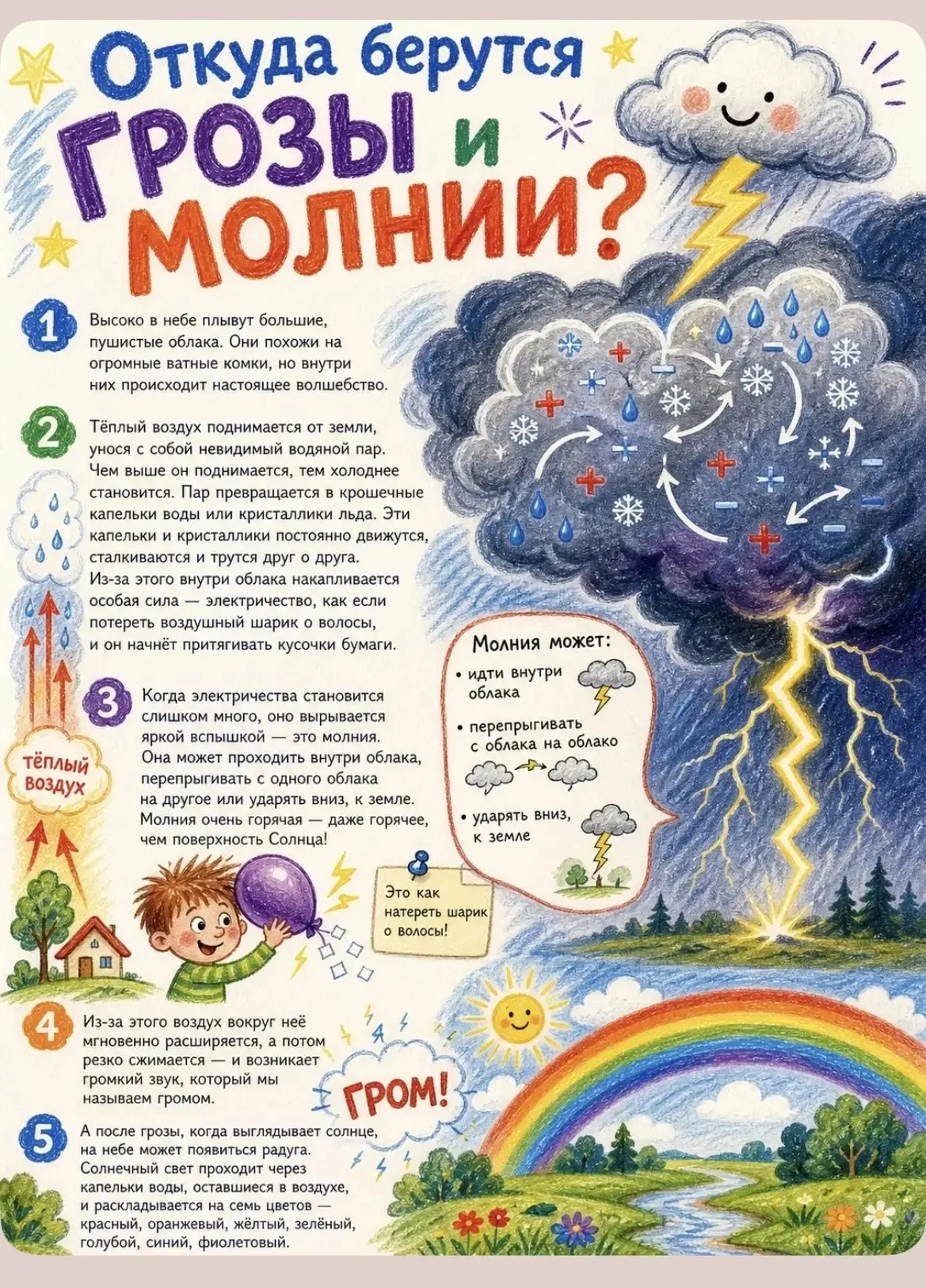 Краткое пояснение детям «Откуда берётся молния?»
