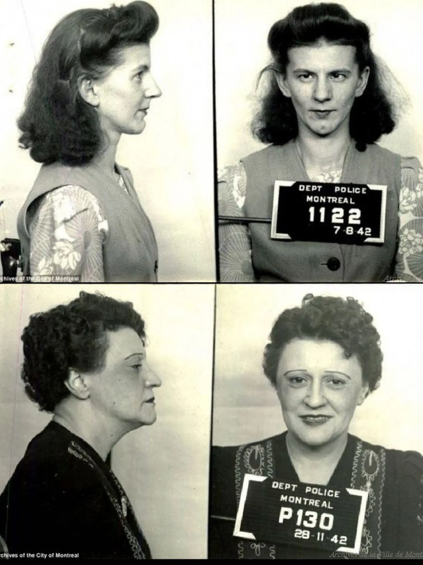 Фотографии женщин, арестованных за проституцию во времена Второй мировой войны.