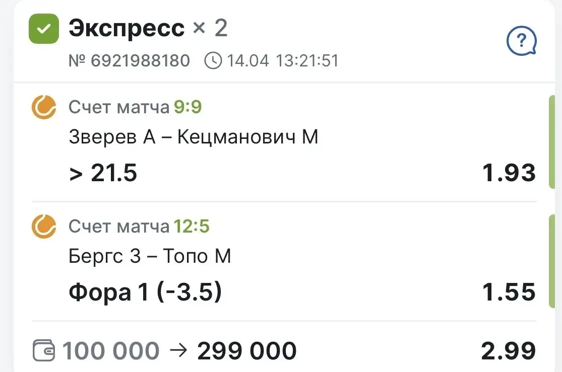 ✅✅✅ Поздравляю с победой по двойнику с КФ 2.99  Все было прочитано как надо. Каждый матч дал результ