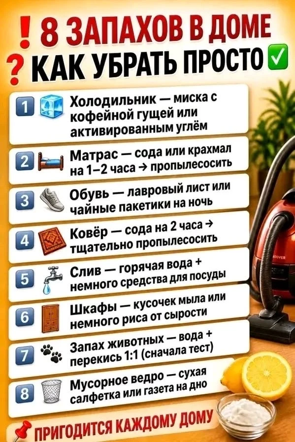 ✨ 8 ЗАПАХОВ В ДОМЕ: КАК УБРАТЬ ПРОСТО И БЫСТРО