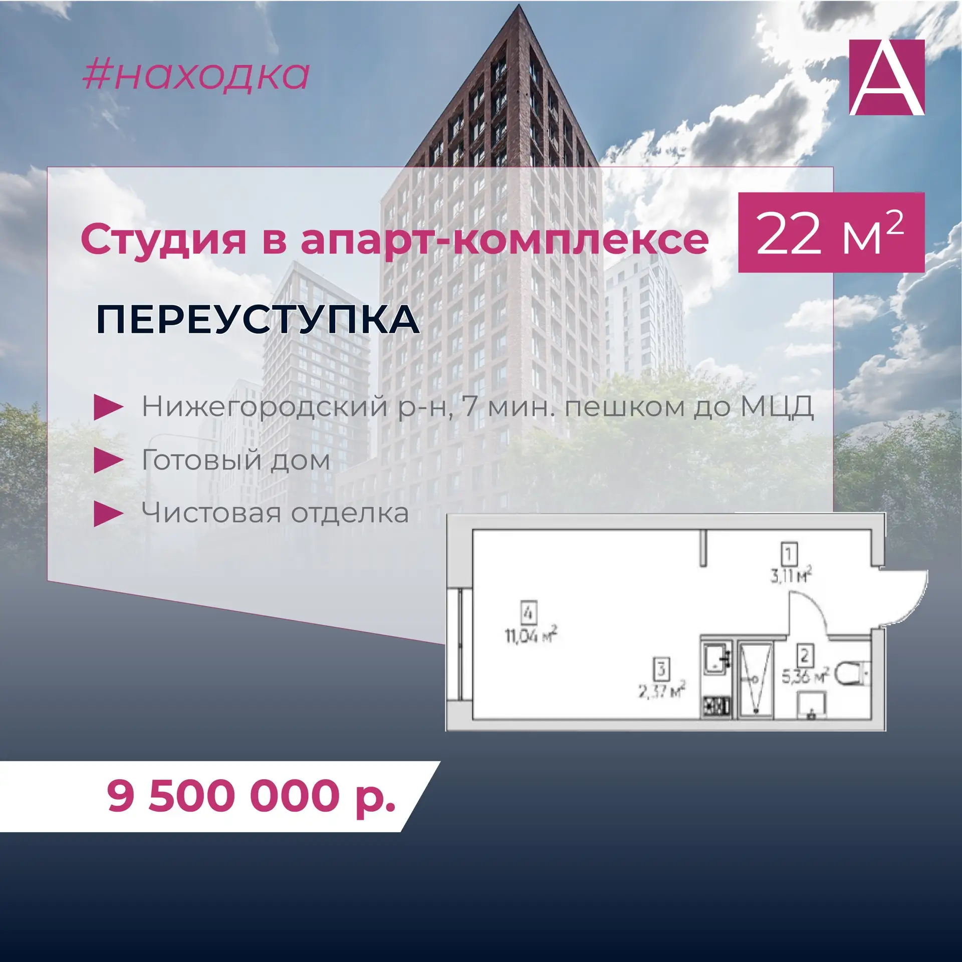 Готовая студия — готовый бизнес в апарт-комплексе за 9,5 млн р.  В нашей рубрике #находка пополнение